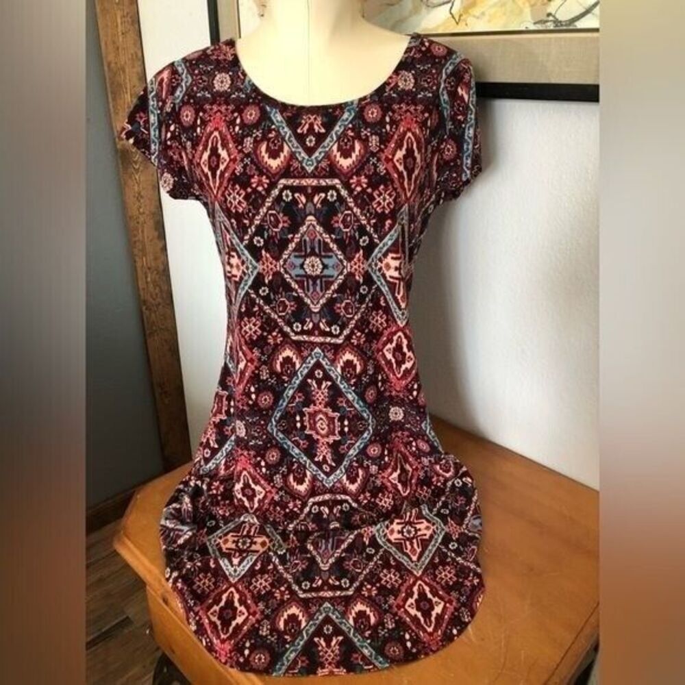 No‎ Boundaries Junior's Large Size 11/13 Multicolor Southwest Midi Shirt Dress